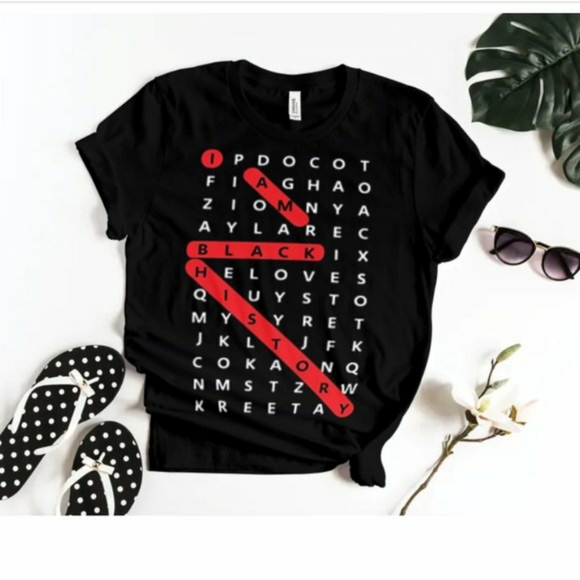 2 FOR 80 I am Black History Cross Word T shirt - Picture 2 of 10